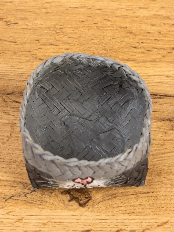 Корзинка &laquo;Кот&raquo;, 8&times;8&times;13 см, бамбук, серая