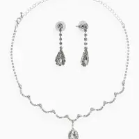 Набор 2 предмета: серьги, колье &laquo;Вечерний шик&raquo; капля ажурная, белый в серебре