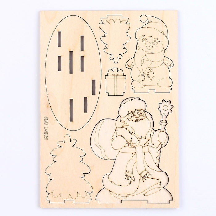 Заготовки для творчества. Роспись по дереву &laquo;Новый год! Дед Мороз и снеговик&raquo;