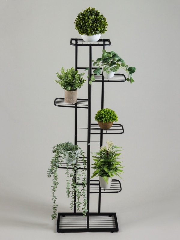 Подставка для цветов Greengo, 7 полок, 43 &times; 22 &times; 126 см, напольная, металл, чёрная