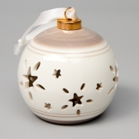 Елочный шар "Звезды беж" 10х8.8х8.8, 1 LED, LR44x3(в компл.), Т/БЕЛЫЙ