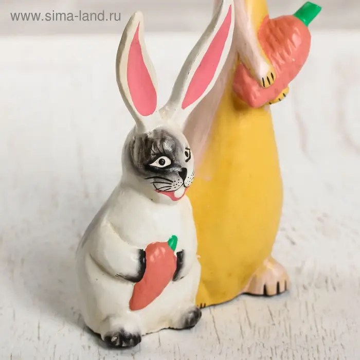 Сувенир дерево "Зайчики с морковкой" 13х5х30 см