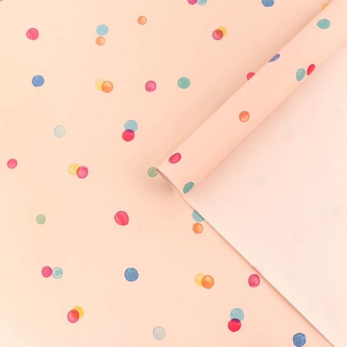 Бумага упаковочная,глянцевая  "Конфетти", 70 х 100 см НАБОР 10 шт
