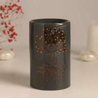 Аромалампа керамика "Фокус на себя" серая с золотом 7,2х7,2х11,6 см