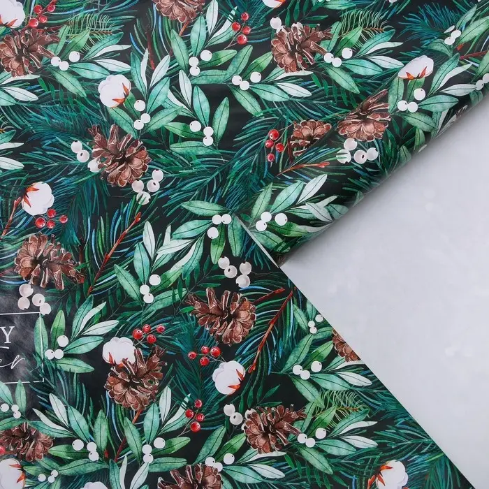 Упаковочная бумага на новый год &laquo;Зимний хлопок&raquo;, 70 х 100 см, глянцевая