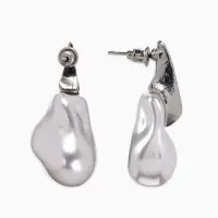 Серьги жемчуг "Капля борроко", цвет белый в серебре