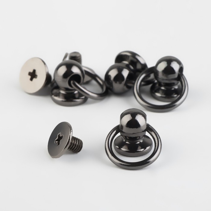 Кобурный винт d = 6/8 &times; 9 мм, с кольцом d = 10 мм, 4 шт, цвет чёрный никель