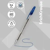 Ручка гелевая ErichKrause R-301 Classic Gel Stick, узел 0.5 мм, чернила синие, длина линии письма 600 метров