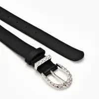 Ремень жен 05-01-02-01, Июнь2509, 3*0,3*110 см, без винта, пряж металл, 1 прокол, черный