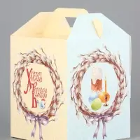 Коробка подарочная пасхальная с окном, с фронтальной загрузкой &laquo;Верба&raquo; 15&times;15&times;18 см