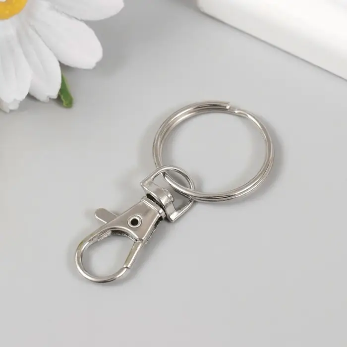 Брелок металл "Карабин с кольцом" серебро 2,8х6 см