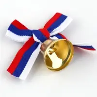 Колокольчик на булавке с бантом на выпускной, триколор, d = 2,6 см