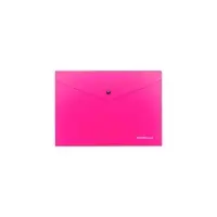 Папка-конверт на кнопке А5+ (239х189 мм), 180 мкм, ErichKrause Glossy Neon, глянцевая, полупрозрачная, микс