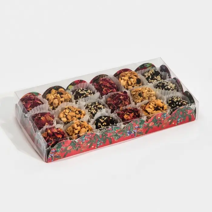 Коробка для кондитерских изделий с пластиковой крышкой &laquo;Яркого праздника&raquo;, 10.5 х 21 х 3 см