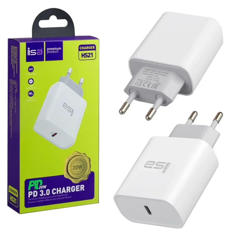 Переходник СЗУ HS21 на Type-C PD20W ISA белый