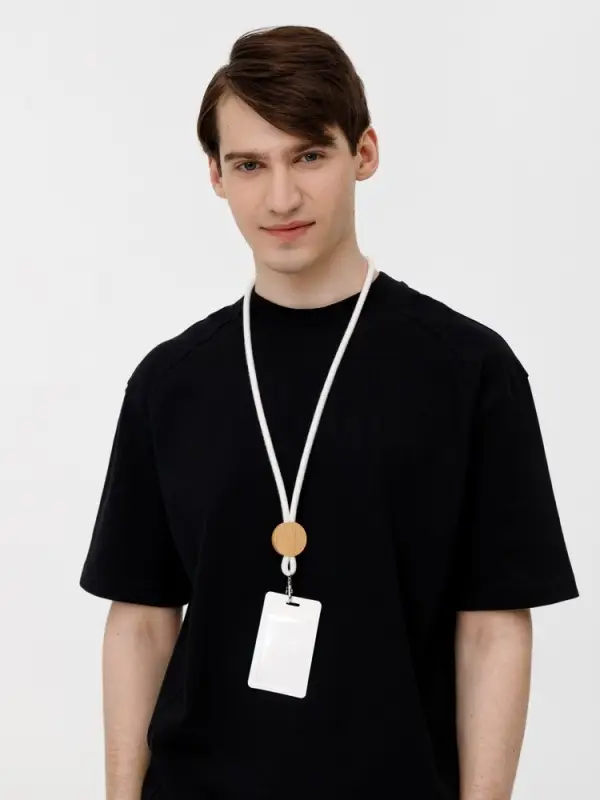 Шнурок для бейджа Tube Wood, белый