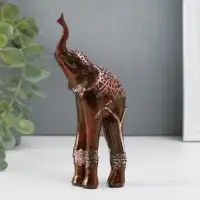 Сувенир полистоун "Слон на длинных ногах, попона с серебристыми узорами" 15х6,5х4 см
