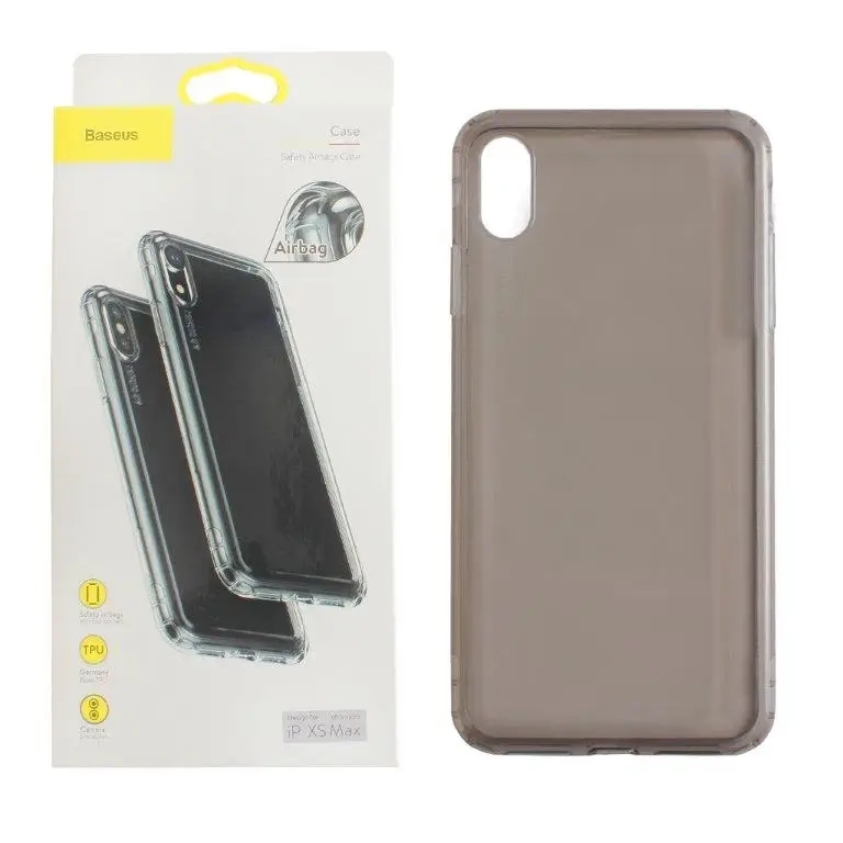 Чехол Iph XS Max Baseus защищенные углы TPU темный