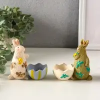 Сувенир полистоун подставка "Зайчики пасхальные" набор 2 шт 5,3х10х10 см