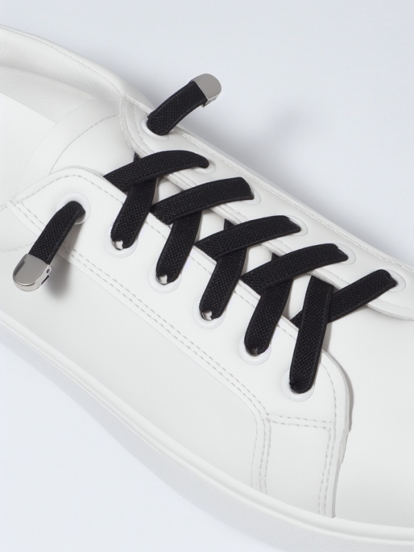 Шнурки с плоск сечением 8мм 100&plusmn;5см (пара) эласт с фикс черн пакет SS