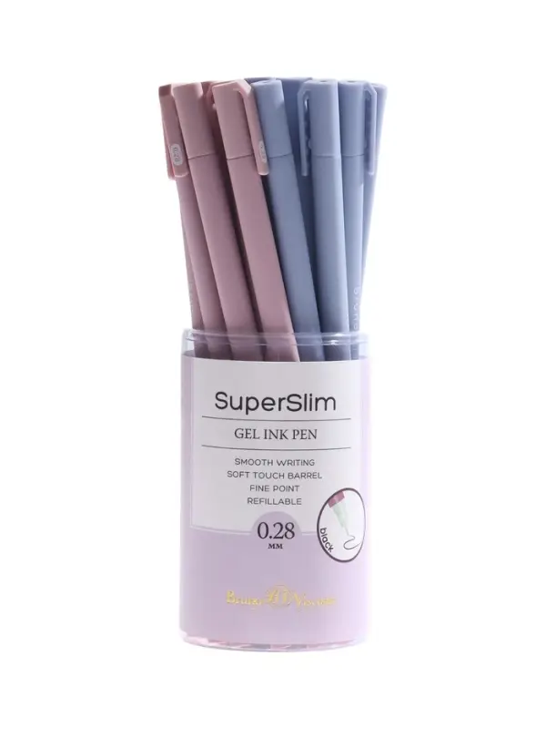 Ручка гелевая BrunoVisconti. Super Slim. Zefir 0.28мм, стерж/черн, МИКС