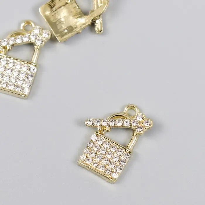 Декор для творчества металл, стразы "Замочек с ключиком" МИКС 1,5х1,9 см