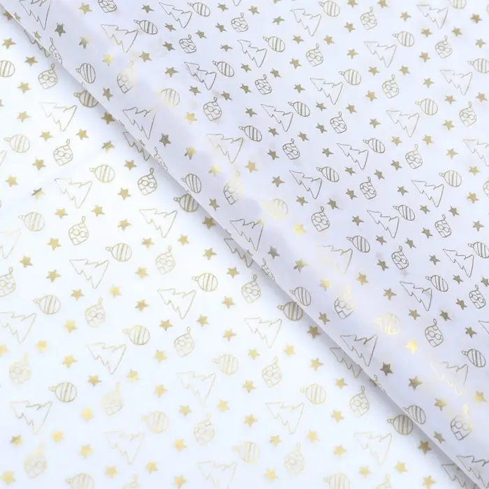 Бумага упаковочная тишью, новогодняя упаковка "Ёлочки",50 х 66 см.