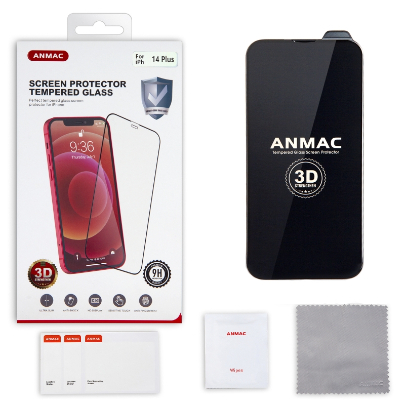 Защитное стекло IPh 14 Plus (6.1) 3D ANMAC черное усиленное  Арт.1137414