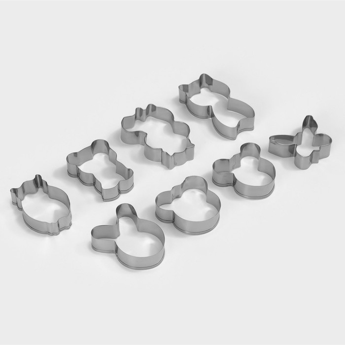 Набор форм для печенья Доляна &laquo;Животные&raquo;, 8 предметов, 14&times;14 см, цвет серебристый