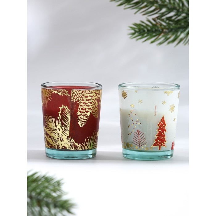 Набор свечей &laquo;Зимнее волшебство&raquo;, ароматы ваниль и ягоды 5х6х5 см