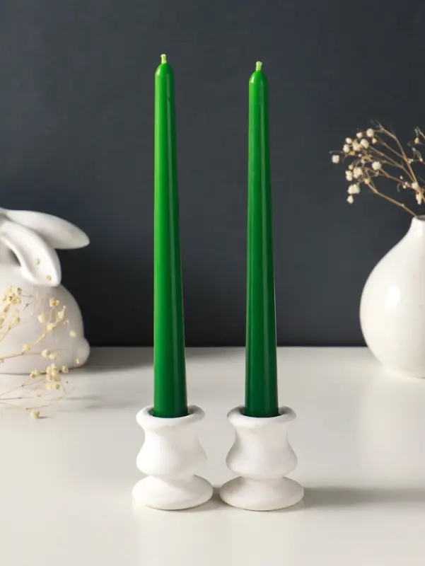 Набор свечей античных, 2,3х 24,5 см, 5 ч, 55 г, 2 штуки, тёмно-зелёный