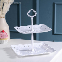 Этажерка-фруктовница квадратная &laquo;Вивьен&raquo;, 2 яруса, 20&times;20 см, 24&times;24 см, цвет белый