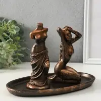 Набор фигур "Богини" на подносе, высота 16 см, цвет винтажная бронза