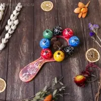 Сувенирный музыкальный инструмент "Маракас с шариками и пластинами" радужный 25х13х5 см МИКС