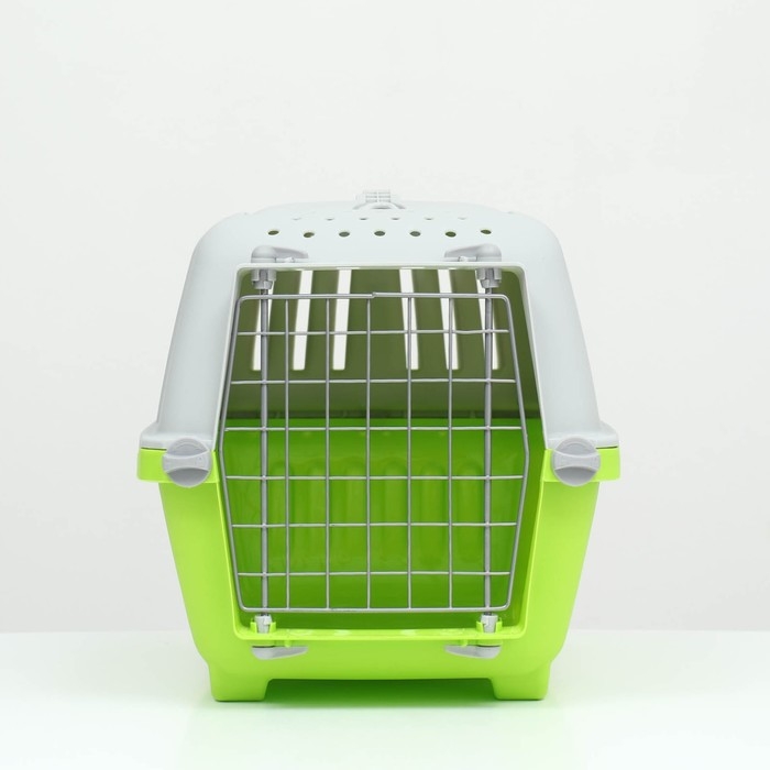 Переноска для животных пластиковая 47 х 30 х 35 см, вес до 9 кг, зелёная