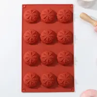 Форма для выпечки Доляна &laquo;Кристалл&raquo;, силикон, 12 ячеек, 29&times;17&times;2,2 см, d=4,5 см, цвет коричневый