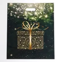 Пакет "Золотой подарок", полиэтиленовый с вырубной ручкой, 47,5 х 39 см.