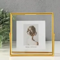 Фоторамка металл на 1 фото 15х15 см "Лофт" золото гальваника 1,2х15,5х15,5 см