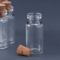 Бутылочка с пробкой, стекло, прозрачная 3 мл набор 12 шт 3,5х1,6х1,6 см
