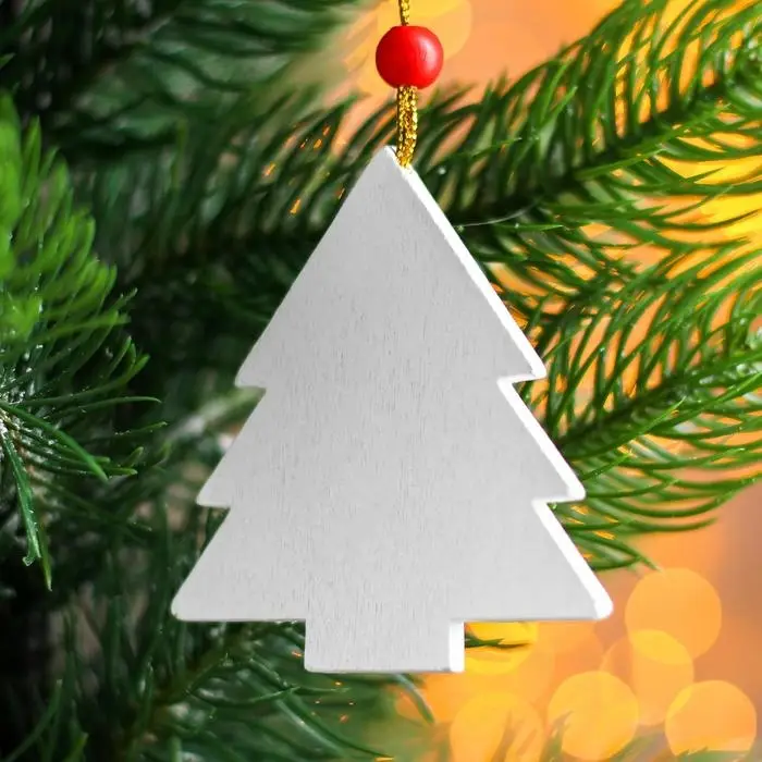 Елочная игрушка деревянная &laquo;Ёлка и Дед Мороз&raquo;, 0.5&times;6.7&times;7.5 см