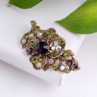 Брошь &laquo;Цветок&raquo; орхидея, цвет фиолетово-зелёный в чернёном золоте