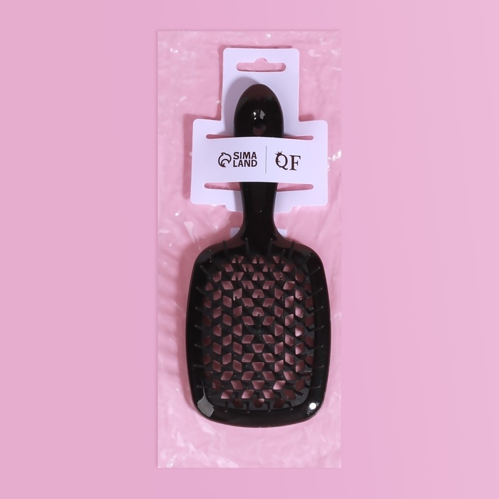 Расчёска массажная, широкая, вентилируемая, 8,5 &times; 20,5 см, цвет чёрный