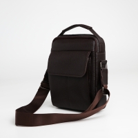Сумка мужская через плечо TEXTURA, 2 наружных кармана, цвет коричневый