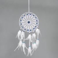 Ловец снов от сглаза "Белое солнце" с перьями 22х60 см