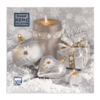 Новогодние салфетки бумажные Home Collection &laquo;Праздничный натюрморт, серебро&raquo;, 3 слоя, 33х33 см, 20 шт