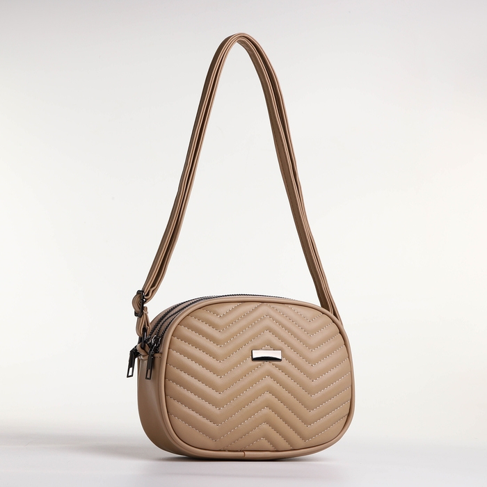 Сумка женская кросс-боди на молнии, цвет бежевый