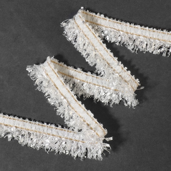 Тесьма декоративная &laquo;Твидовая&raquo;, односторонняя, 35 мм, 5 &plusmn; 0,5 м, цвет белый