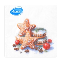 Новогодние салфетки бумажные Лилия &laquo;Медовые пряники&raquo;, 2 слоя, 33х33 см, 20 шт