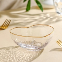 Миска стеклянная фигурная &laquo;Сердце&raquo;, 220 мл, 12&times;10,5&times;5 см, цвет прозрачный