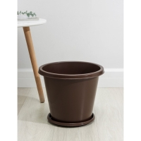 Горшок для цветов с поддоном &laquo;Эконом&raquo;, 10 л, пластиковый, цвет коричневый